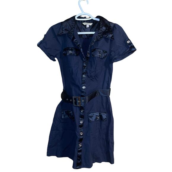 Speechless Navy Blue Button Up Short Sleeve Dress Size 9 - Picture 1 of 3